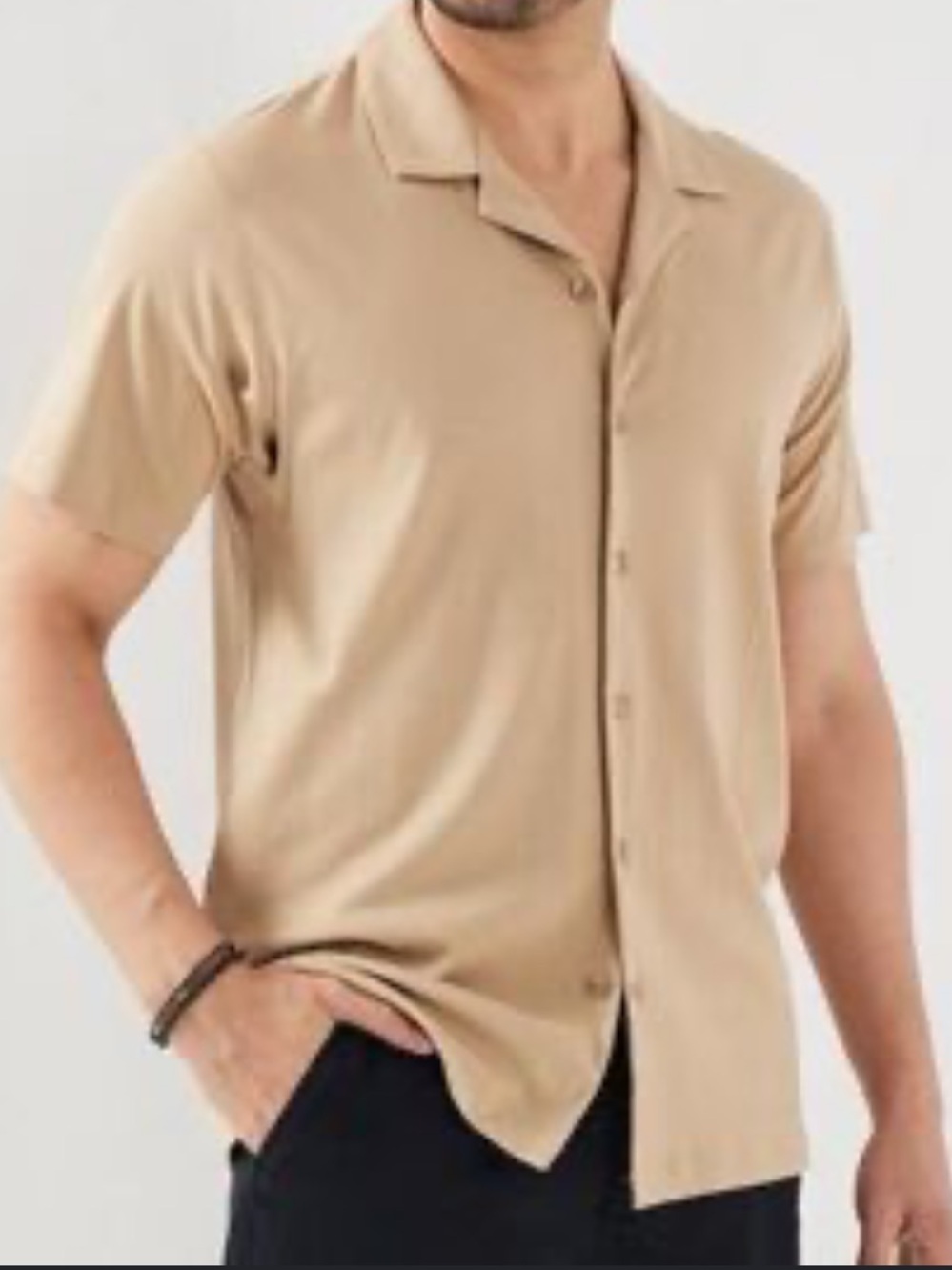 Porter & Ash Effortless Shirt Men’s S Beige Stretch Performance Button U